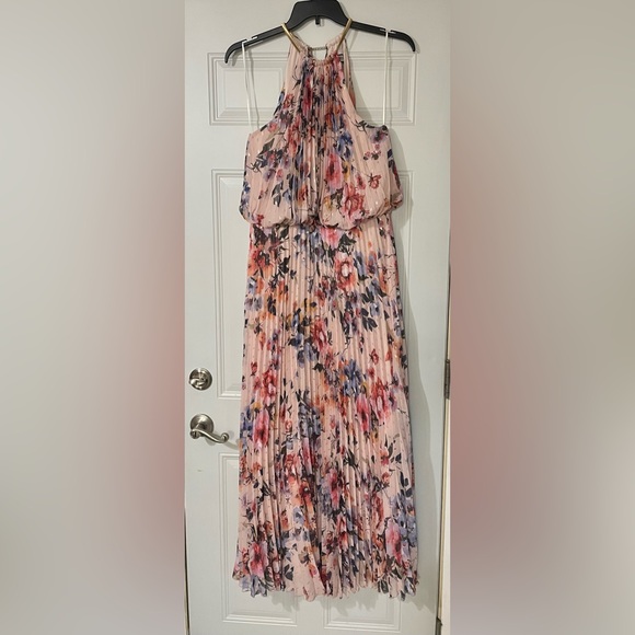 Sam and Jess Floral Pleated Maxi Dress Gown Size 16 Wedding Guest Formal Spring - Picture 2 of 9